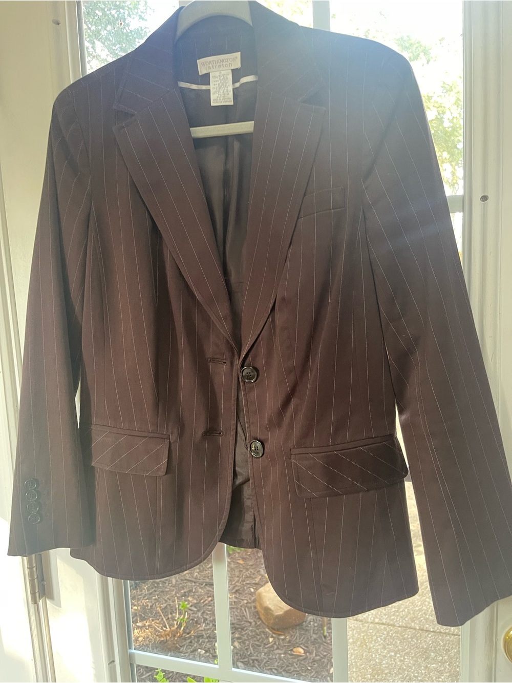 Womens Pinstripe Blazer - Brown